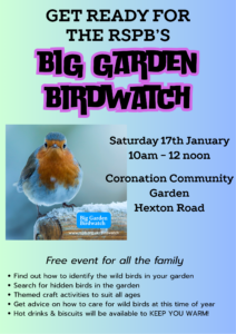 Get Ready for the RSPB's Big Garden Birdwatch Event! @ Coronation Community Garden